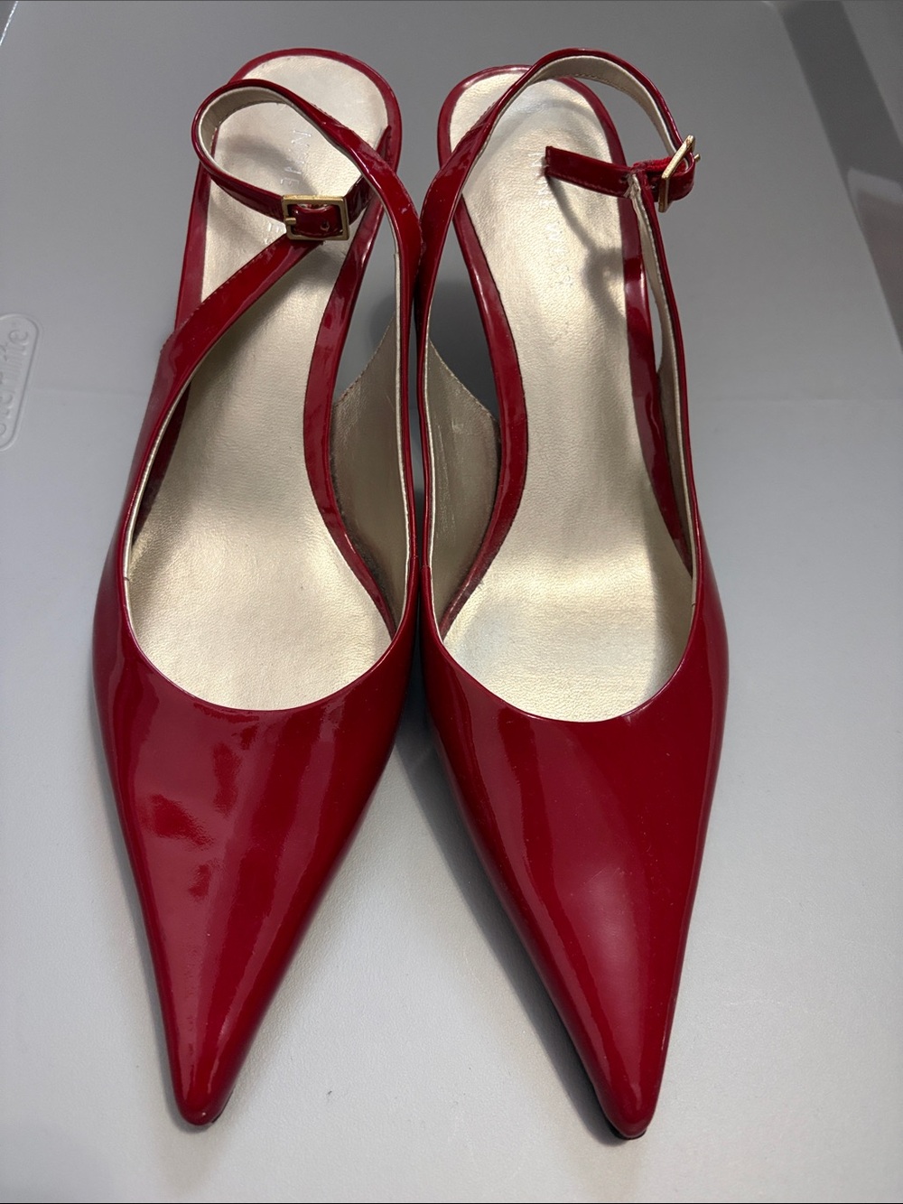 Nine West Red Patent Pointed-Toe Slingback Heels